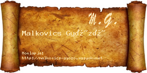 Malkovics Győző névjegykártya